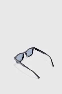Retro Frame Sunglasses In Black | BoohooMAN UK