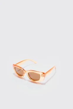 Retro Sunglasses In Brown | BoohooMAN UK