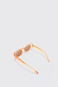 Retro Sunglasses In Brown | BoohooMAN UK