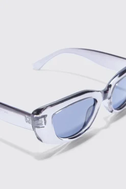 Retro Sunglasses In Grey | BoohooMAN UK