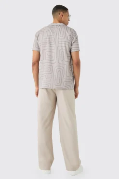 Revere Abstract Print Shirt | BoohooMAN UK