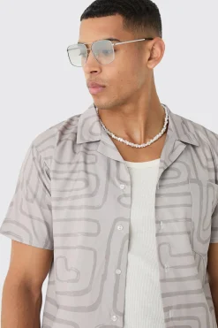 Revere Abstract Print Shirt | BoohooMAN UK