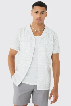 Revere Abstract Print Shirt | BoohooMAN UK