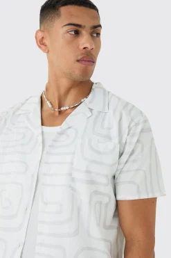 Revere Abstract Print Shirt | BoohooMAN UK