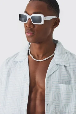 Revere Collar Boxy Shirt And Short Set In White | BoohooMAN UK