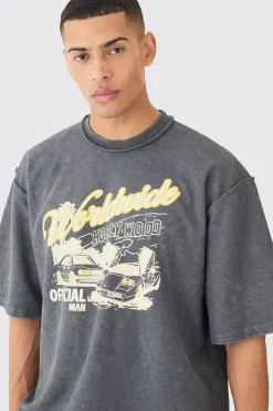 Reverse Loopback Printed Half Sleeve Sweatshirt | BoohooMAN UK