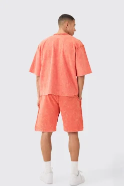 Reverse Loopback Printed Half Sleeve Sweatshirt | BoohooMAN UK