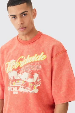 Reverse Loopback Printed Half Sleeve Sweatshirt | BoohooMAN UK