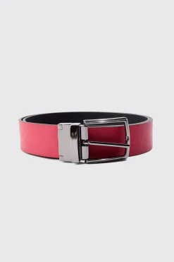 Reversible Belt In Black | BoohooMAN UK