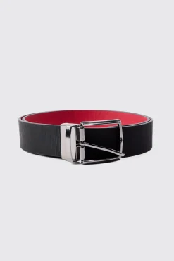 Reversible Belt In Black | BoohooMAN UK