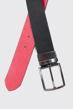 Reversible Belt In Black | BoohooMAN UK