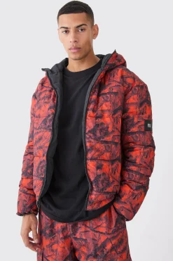Reversible Camo Puffer Jacket | BoohooMAN UK