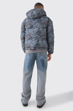 Reversible Camo Puffer Jacket | BoohooMAN UK
