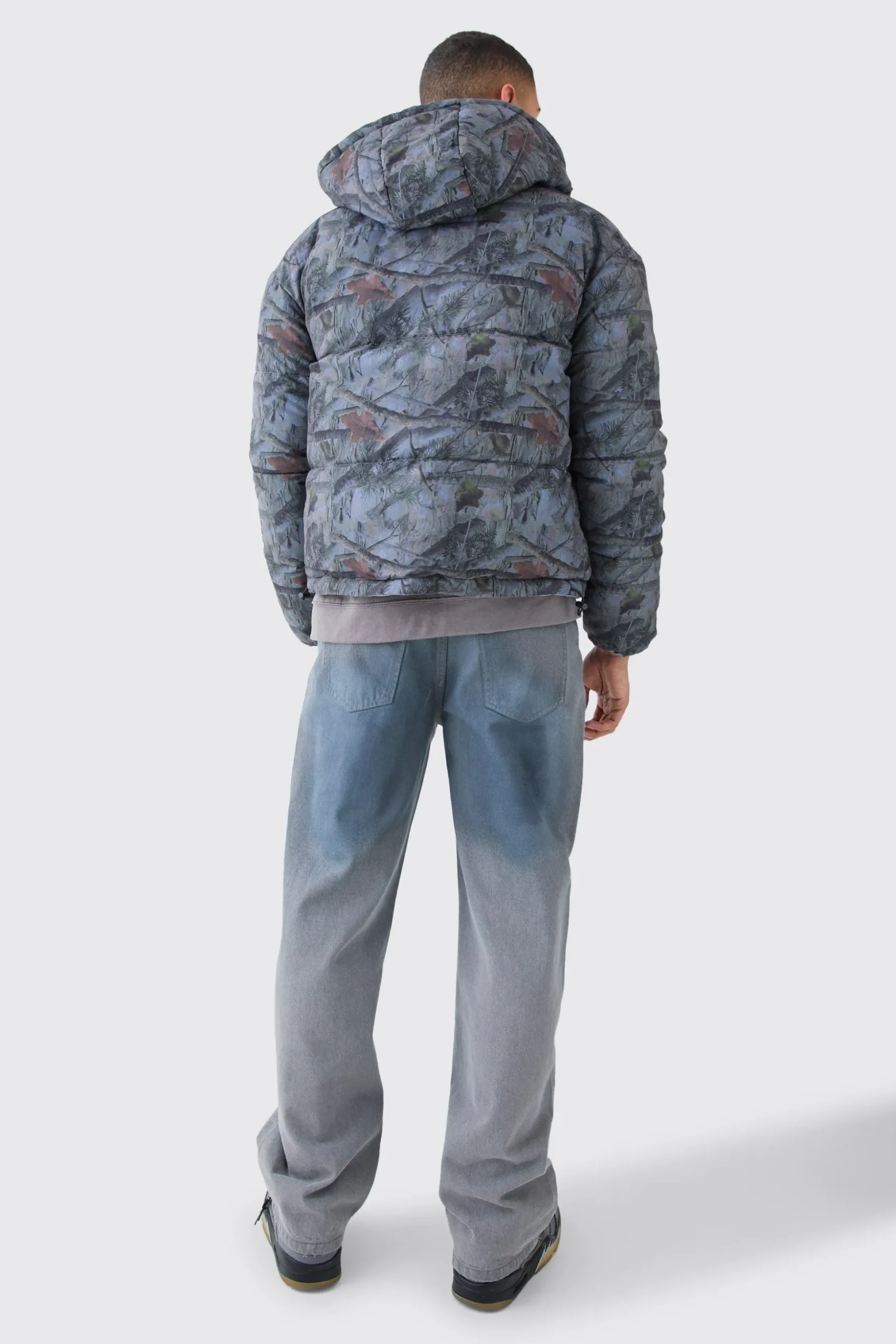 Reversible Camo Puffer Jacket | BoohooMAN UK