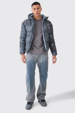 Reversible Camo Puffer Jacket | BoohooMAN UK