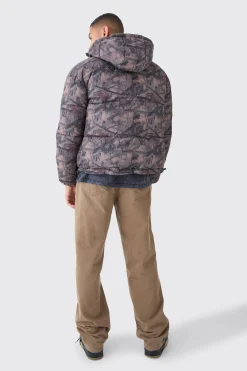 Reversible Camo Puffer Jacket | BoohooMAN UK