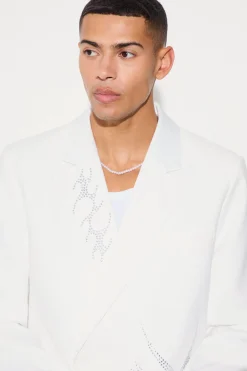 Rhinestone Embellished Relaxed Fit Suit | BoohooMAN UK