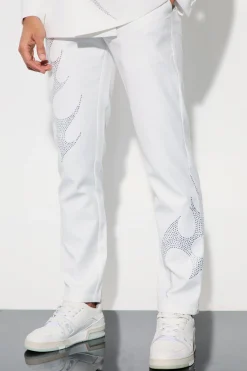 Rhinestone Embellished Slim Fit Suit Trousers | BoohooMAN UK