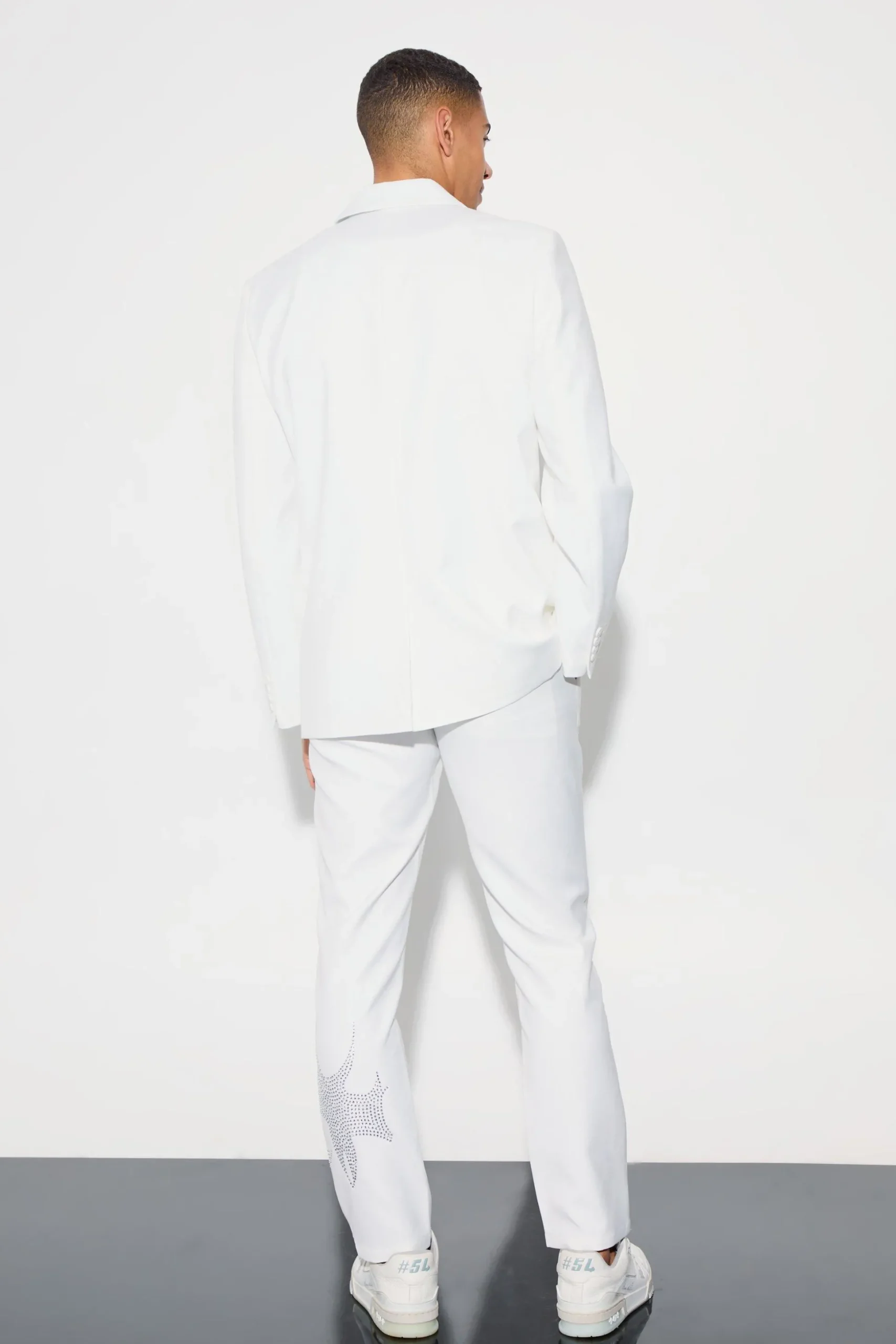 Rhinestone Embellished Slim Fit Suit Trousers | BoohooMAN UK
