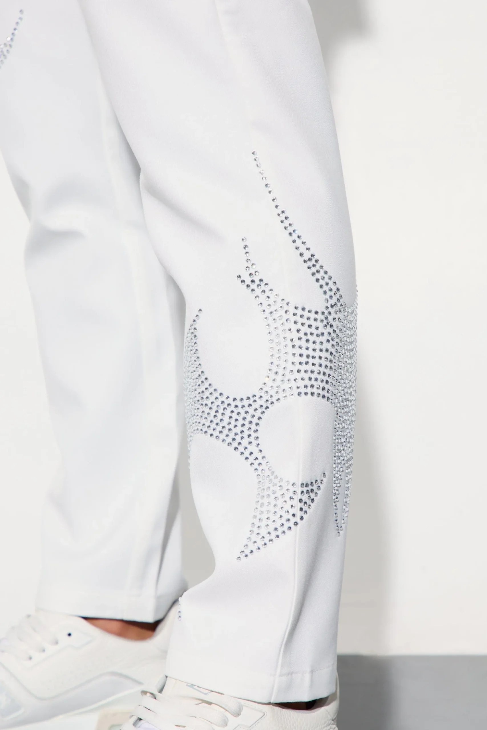 Rhinestone Embellished Slim Fit Suit Trousers | BoohooMAN UK