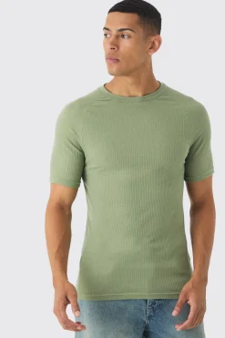 Rib Athlete Raglan T-shirt | BoohooMAN UK