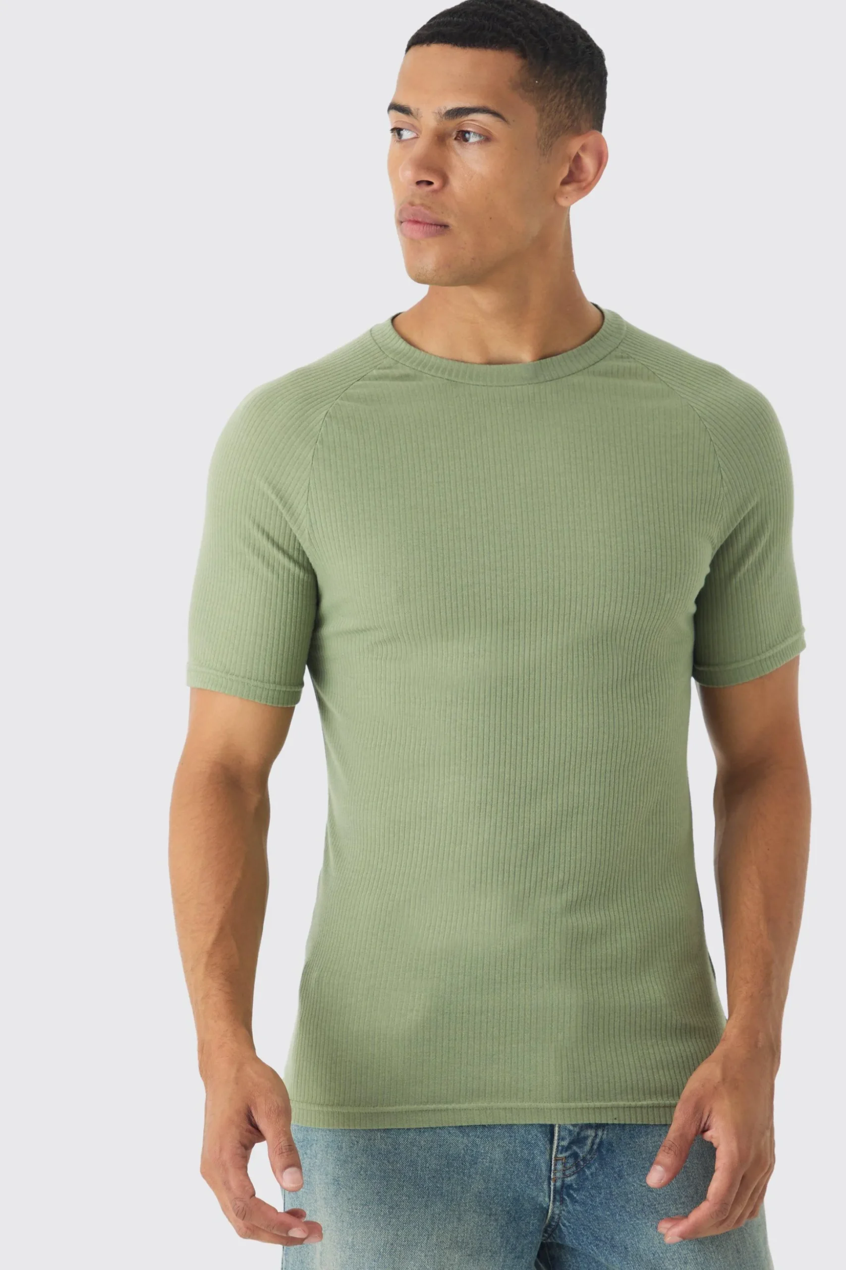 Rib Athlete Raglan T-shirt | BoohooMAN UK