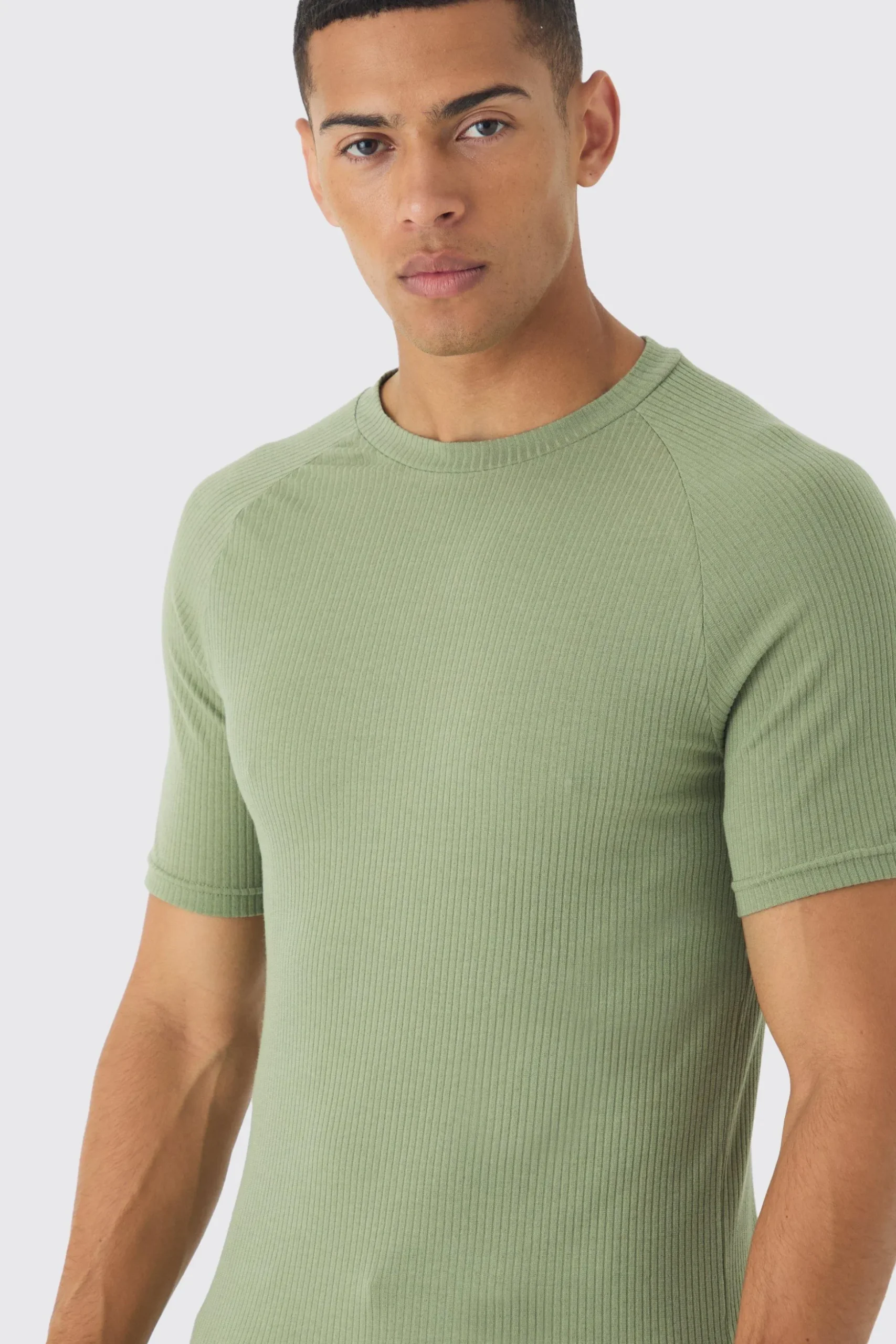 Rib Athlete Raglan T-shirt | BoohooMAN UK