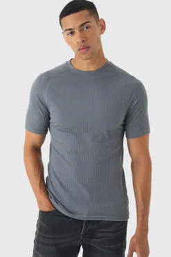 Rib Athlete Raglan T-shirt | BoohooMAN UK