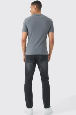Rib Athlete Raglan T-shirt | BoohooMAN UK