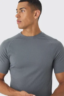 Rib Athlete Raglan T-shirt | BoohooMAN UK