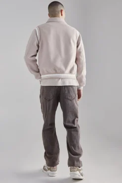 Rib Detail Bomber Jacket | BoohooMAN UK