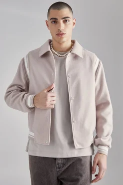 Rib Detail Bomber Jacket | BoohooMAN UK