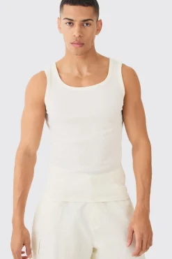 Ribbed Muscle Fit Vest | BoohooMAN UK