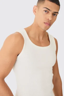 Ribbed Muscle Fit Vest | BoohooMAN UK
