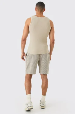 Ribbed Muscle Fit Vest | BoohooMAN UK