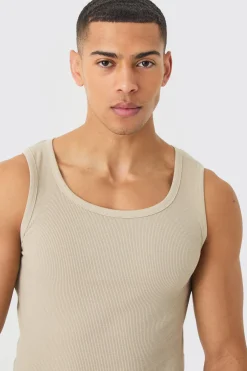 Ribbed Muscle Fit Vest | BoohooMAN UK