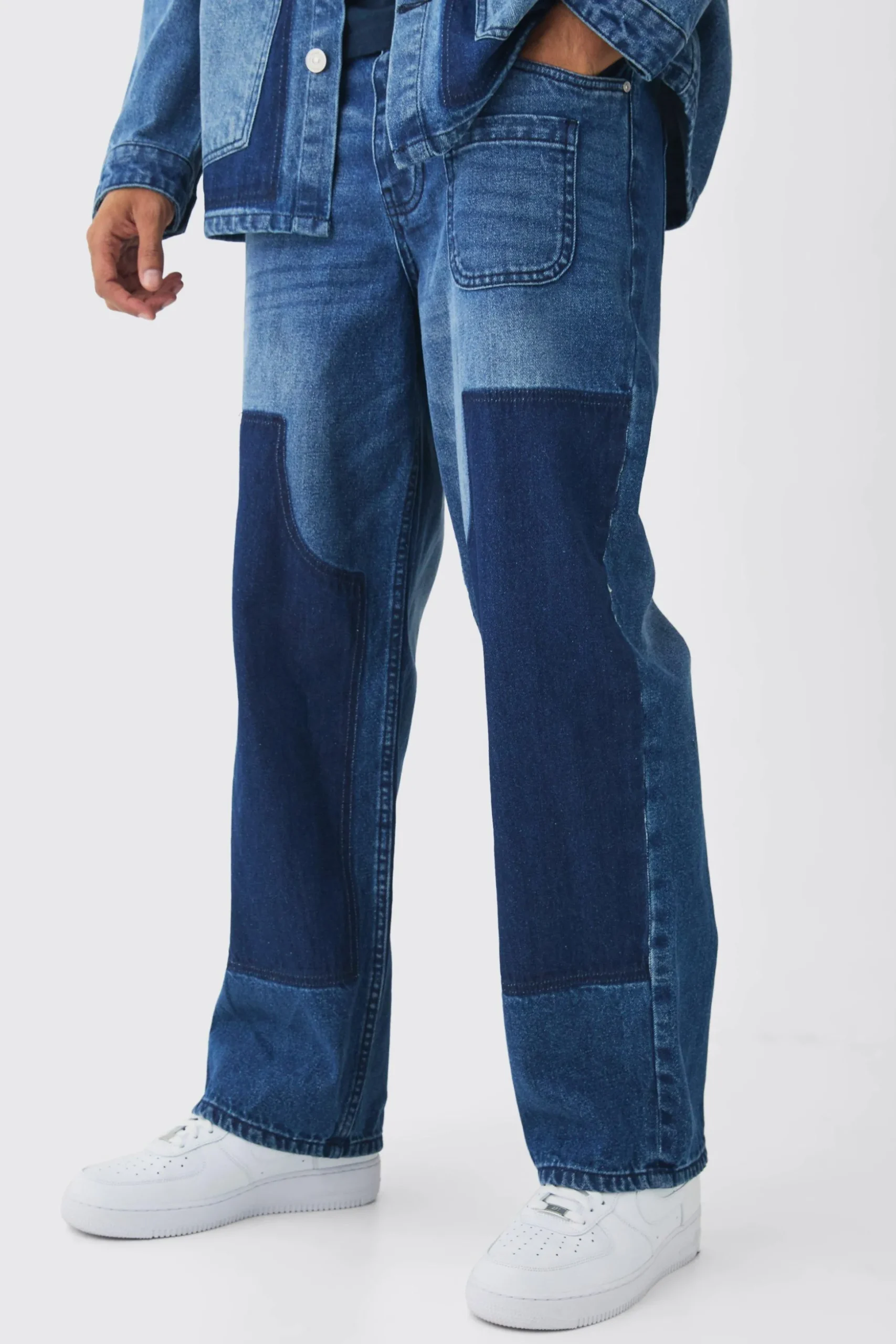 Rigid Baggy Carpenter Dyed Jeans | BoohooMAN UK
