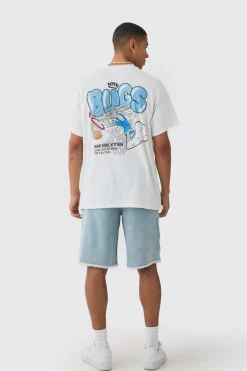 Rigid Denim Faux Layer Jorts In Ice Blue | BoohooMAN UK