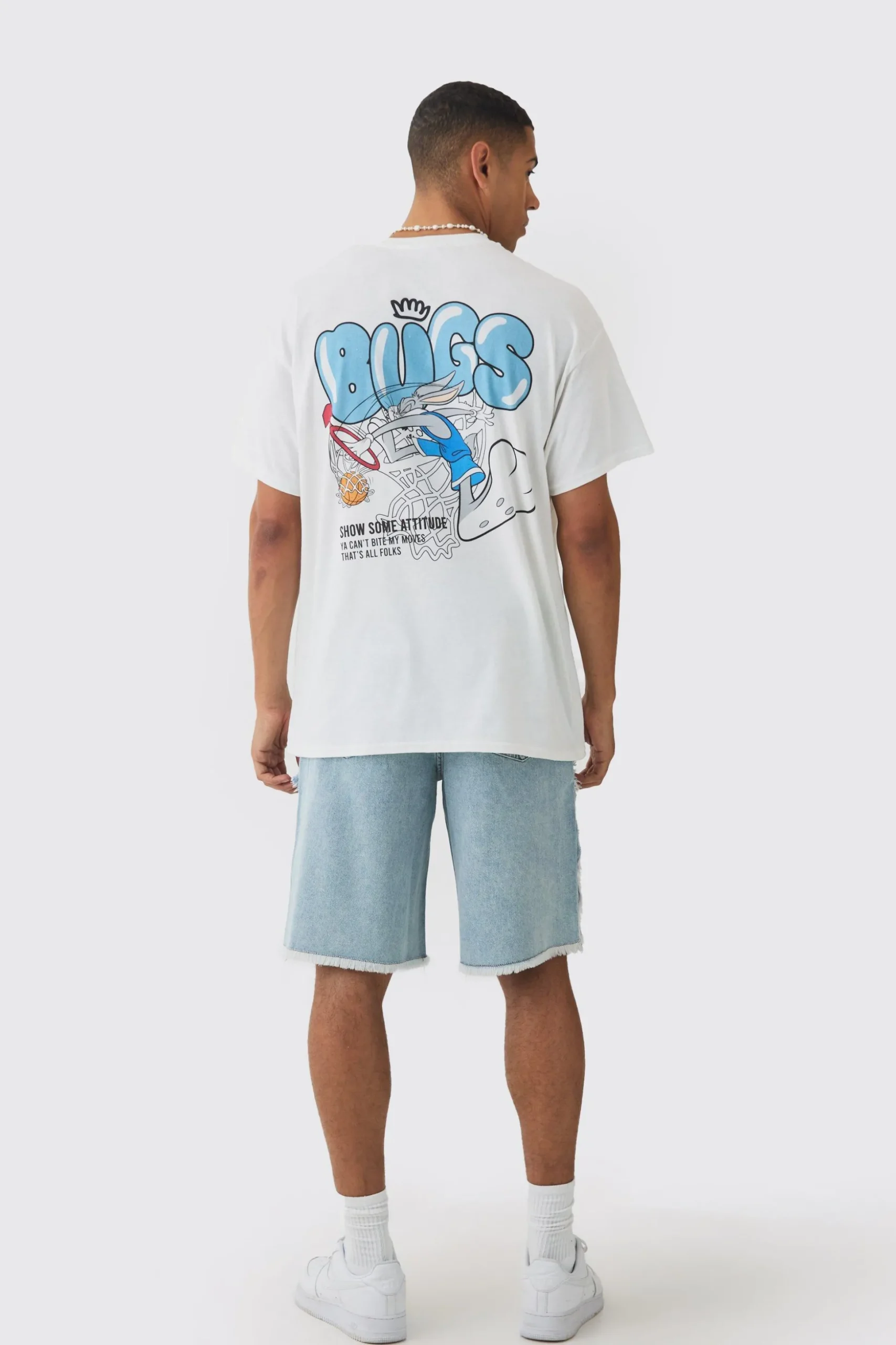 Rigid Denim Faux Layer Jorts In Ice Blue | BoohooMAN UK