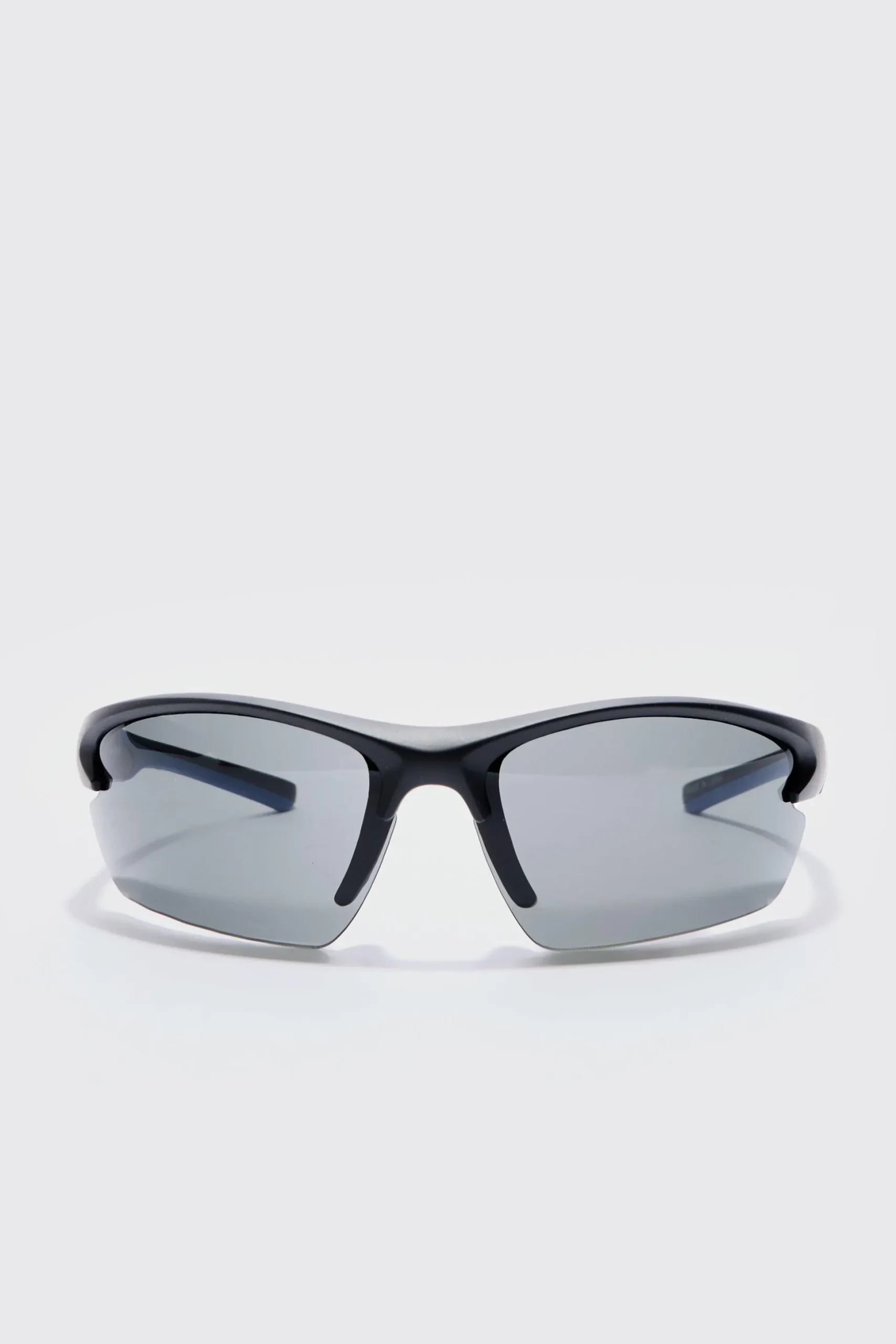 Rimless Racer Sunglasses In Blue | BoohooMAN UK