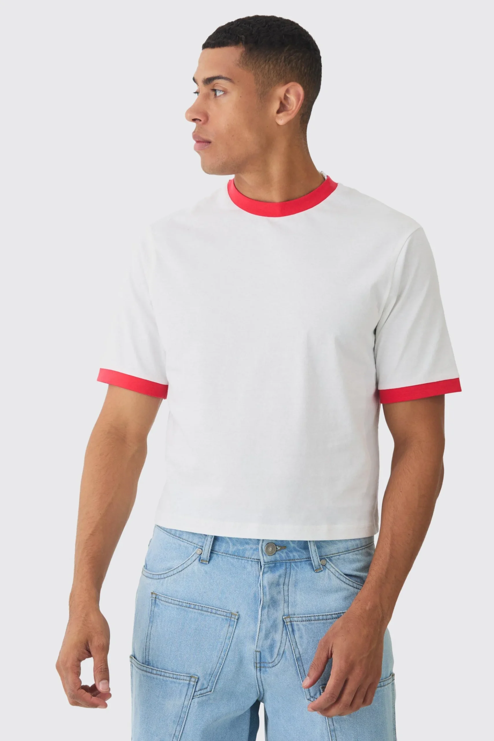 Ringer Neck Baby T-shirt | BoohooMAN UK
