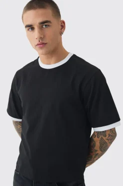 Ringer Neck Baby T-shirt | BoohooMAN UK