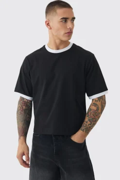 Ringer Neck Baby T-shirt | BoohooMAN UK