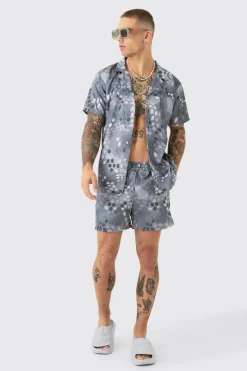 Ripstop Camo Shirt & Short Swim Short Set | BoohooMAN UK