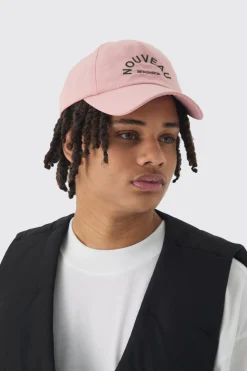 Ripstop Embroidered Graphic Cap In Pink | BoohooMAN UK