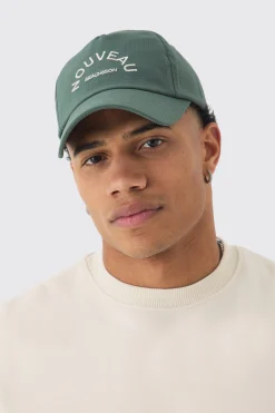 Ripstop Embroidered Graphic Cap In Khaki | BoohooMAN UK