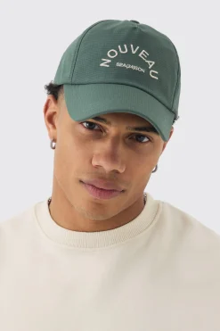 Ripstop Embroidered Graphic Cap In Khaki | BoohooMAN UK