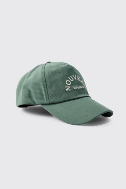 Ripstop Embroidered Graphic Cap In Khaki | BoohooMAN UK