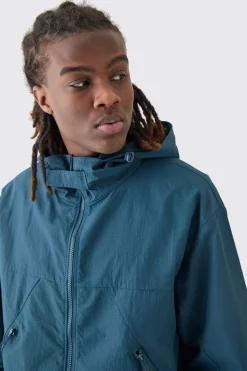 Ripstop Hooded Windbreaker | BoohooMAN UK