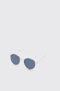 Round Metal Sunglasses | BoohooMAN UK